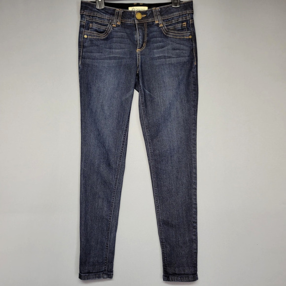 Democracy Jeans Womens 6 Blue Dark Wash Skinny Ab Technology Stretch Denim - Picture 1 of 15